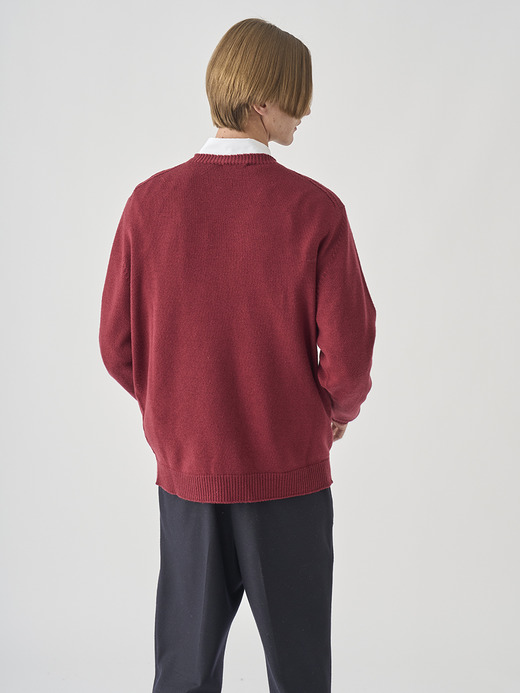 JSロゴインターシャ クルーネック長袖ニットプルオーバー | 1784S | 7G EASY FIT 詳細画像 WOOLF RED 4