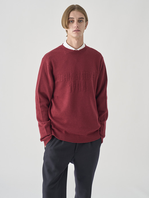 JSロゴインターシャ クルーネック長袖ニットプルオーバー | 1784S | 7G EASY FIT 詳細画像 WOOLF RED 5