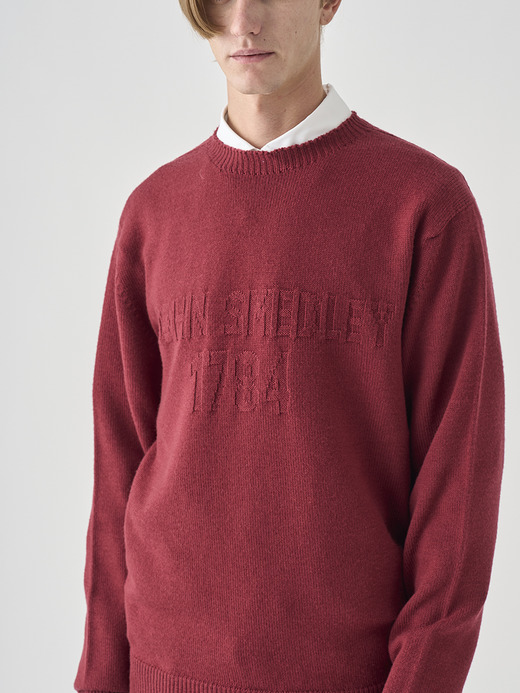 JSロゴインターシャ クルーネック長袖ニットプルオーバー | 1784S | 7G EASY FIT 詳細画像 WOOLF RED 8