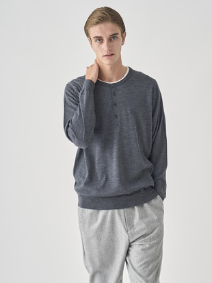 ヘンリーネック長袖ニットプルオーバー | A4786 | 30G MODERN FIT