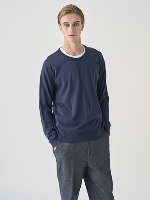 ヘンリーネック長袖ニットプルオーバー | A4786 | 30G MODERN FIT