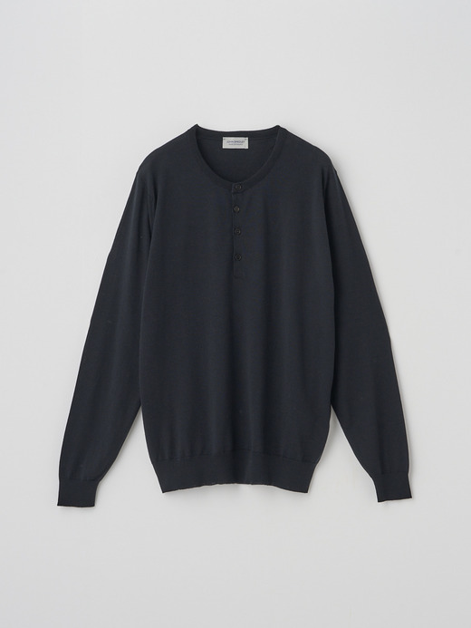 ヘンリーネック長袖ニットプルオーバー | A4786 | 30G MODERN FIT 詳細画像 BLACK 1