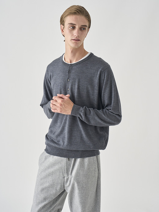 ヘンリーネック長袖ニットプルオーバー | A4786 | 30G MODERN FIT 詳細画像 CHARCOAL 10