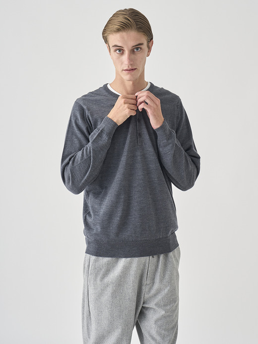 ヘンリーネック長袖ニットプルオーバー | A4786 | 30G MODERN FIT 詳細画像 CHARCOAL 6