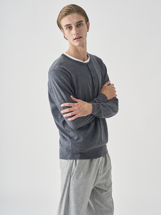 ヘンリーネック長袖ニットプルオーバー | A4786 | 30G MODERN FIT 詳細画像 CHARCOAL 7