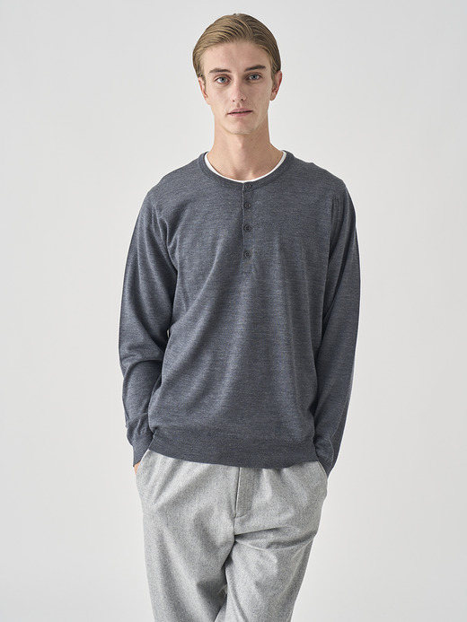 ヘンリーネック長袖ニットプルオーバー | A4786 | 30G MODERN FIT 詳細画像 CHARCOAL 8