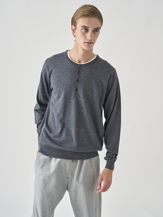 ヘンリーネック長袖ニットプルオーバー | A4786 | 30G MODERN FIT 詳細画像 CHARCOAL 9