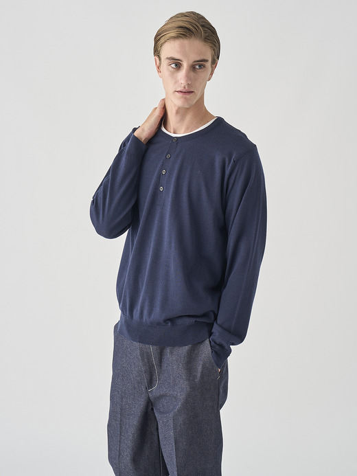 ヘンリーネック長袖ニットプルオーバー | A4786 | 30G MODERN FIT 詳細画像 MIDNIGHT 3