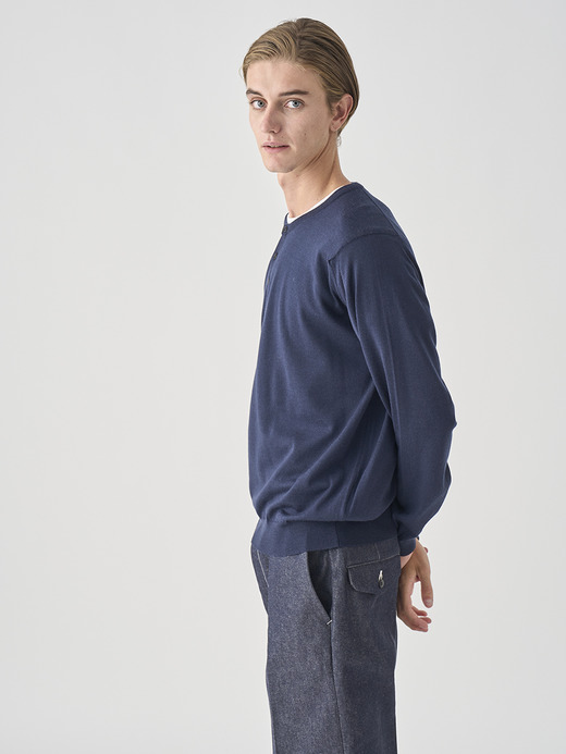 ヘンリーネック長袖ニットプルオーバー | A4786 | 30G MODERN FIT 詳細画像 MIDNIGHT 4