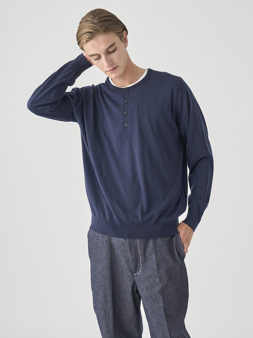 ヘンリーネック長袖ニットプルオーバー | A4786 | 30G MODERN FIT 詳細画像 MIDNIGHT 7