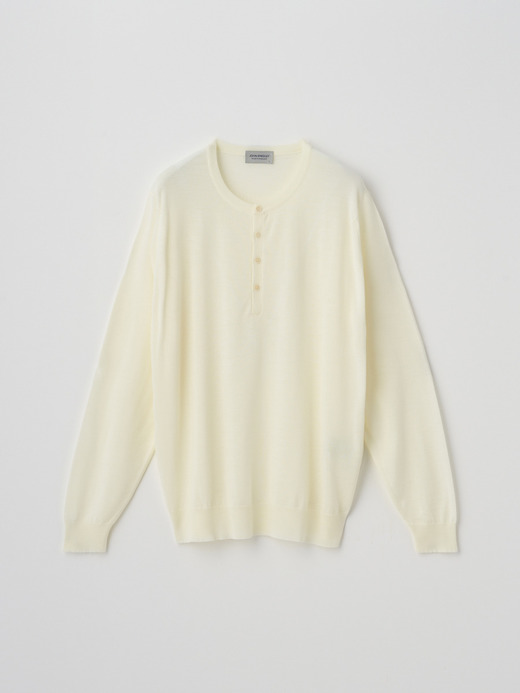 ヘンリーネック長袖ニットプルオーバー | A4786 | 30G MODERN FIT 詳細画像 SNOW WHITE 1