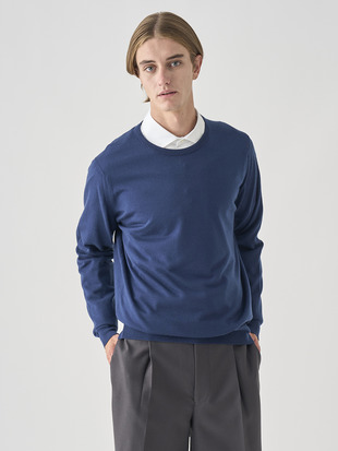クルーネック長袖ニットプルオーバー | A4787 | 24G MODERN FIT