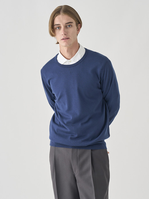 クルーネック長袖ニットプルオーバー | A4787 | 24G MODERN FIT 詳細画像 HEMINGWAY BLUE 3