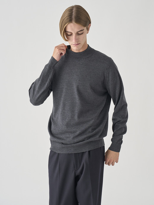モックネック長袖ニットプルオーバー | A4788 | 24G MODERN FIT 詳細画像 CHARCOAL 6