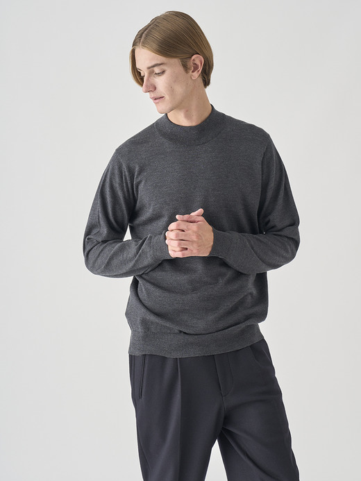 モックネック長袖ニットプルオーバー | A4788 | 24G MODERN FIT 詳細画像 CHARCOAL 8