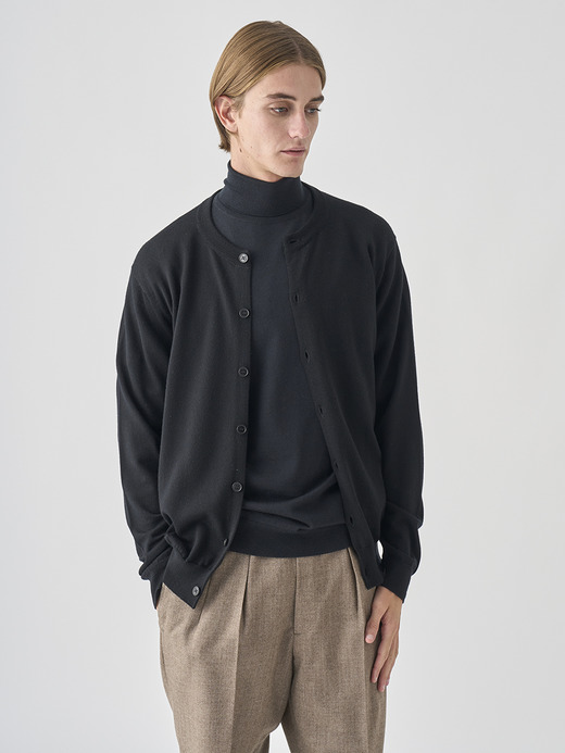 クルーネック長袖ニットカーディガン | A4790 | 24G MODERN FIT 詳細画像 BLACK 1