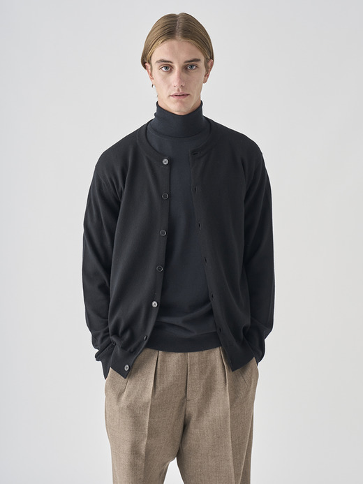 クルーネック長袖ニットカーディガン | A4790 | 24G MODERN FIT 詳細画像 BLACK 3