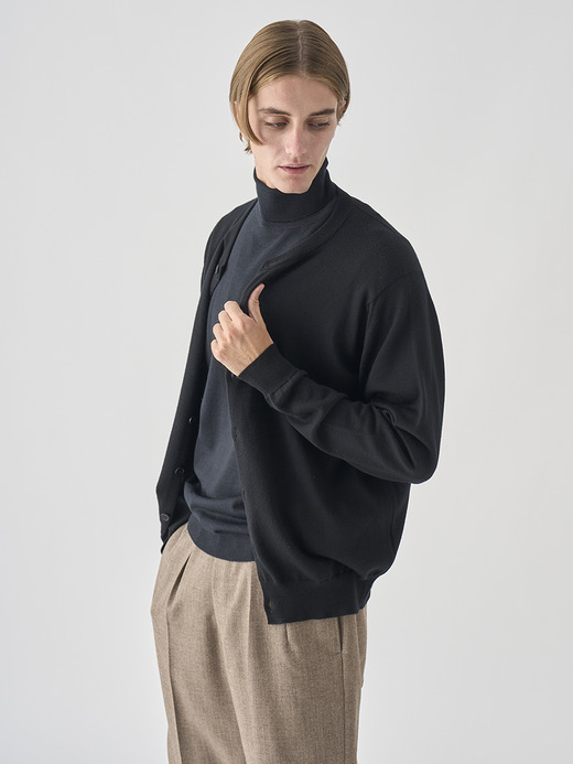 クルーネック長袖ニットカーディガン | A4790 | 24G MODERN FIT 詳細画像 BLACK 4