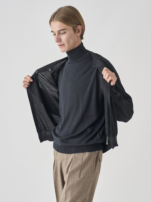 クルーネック長袖ニットカーディガン | A4790 | 24G MODERN FIT 詳細画像 BLACK 5