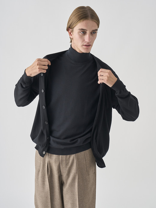 クルーネック長袖ニットカーディガン | A4790 | 24G MODERN FIT 詳細画像 BLACK 7