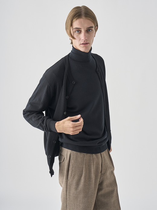 クルーネック長袖ニットカーディガン | A4790 | 24G MODERN FIT 詳細画像 BLACK 9