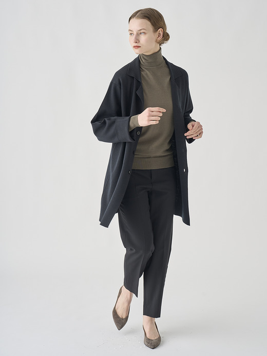 ［UNISEX］ミラノリブ オープンカラー長袖ニットジャケット | A4795 | 30G 詳細画像 BLACK 10