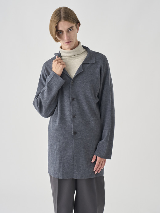 ［UNISEX］ミラノリブ オープンカラー長袖ニットジャケット | A4795 | 30G 詳細画像 CHARCOAL 10