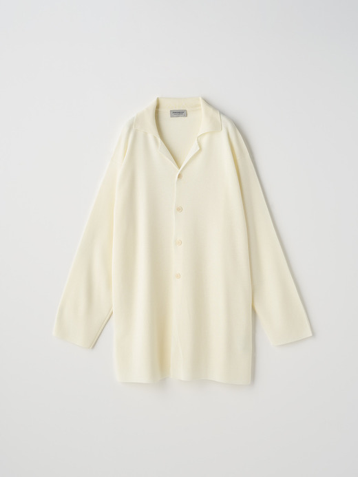 ［UNISEX］ミラノリブ オープンカラー長袖ニットジャケット | A4795 | 30G 詳細画像 SNOW WHITE 1