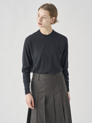 JSロゴインターシャ クルーネック長袖ニットプルオーバー | A4829-SCANLAN | 30G MODERN FIT