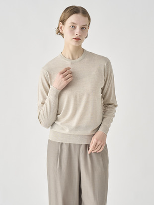 JSロゴインターシャ クルーネック長袖ニットプルオーバー | A4829-SCANLAN | 30G MODERN FIT