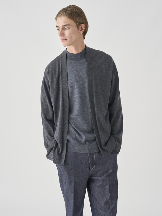 ［UNISEX］ノーカラー長袖ボタンレスニットカーディガン | A4845 | 24G 詳細画像 CHARCOAL 4