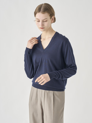 Ｖネック長袖ニットプルオーバー | AILSA | 30G CONTEMPORARY FIT