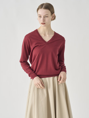 Ｖネック長袖ニットプルオーバー | AILSA | 30G CONTEMPORARY FIT