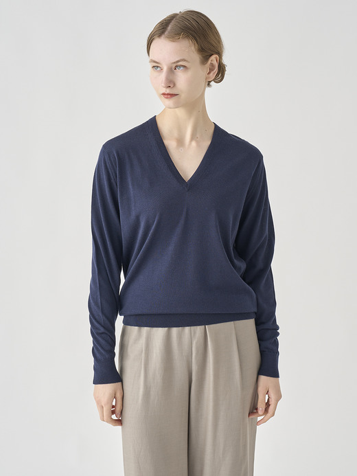 Ｖネック長袖ニットプルオーバー | AILSA | 30G CONTEMPORARY FIT 詳細画像 MIDNIGHT 10