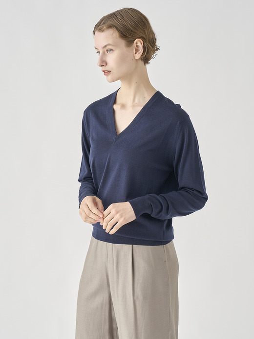 Ｖネック長袖ニットプルオーバー | AILSA | 30G CONTEMPORARY FIT 詳細画像 MIDNIGHT 6