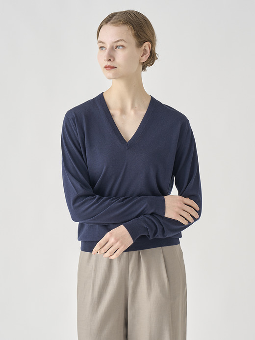 Ｖネック長袖ニットプルオーバー | AILSA | 30G CONTEMPORARY FIT 詳細画像 MIDNIGHT 9