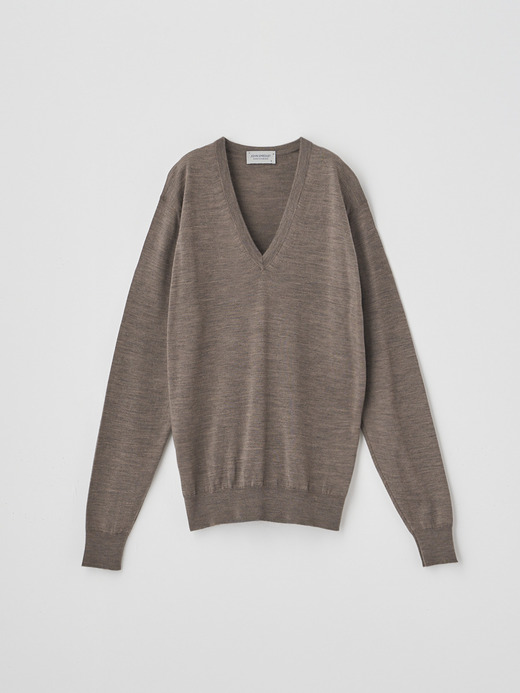 Ｖネック長袖ニットプルオーバー | AILSA | 30G CONTEMPORARY FIT 詳細画像 MUSHROOM 1
