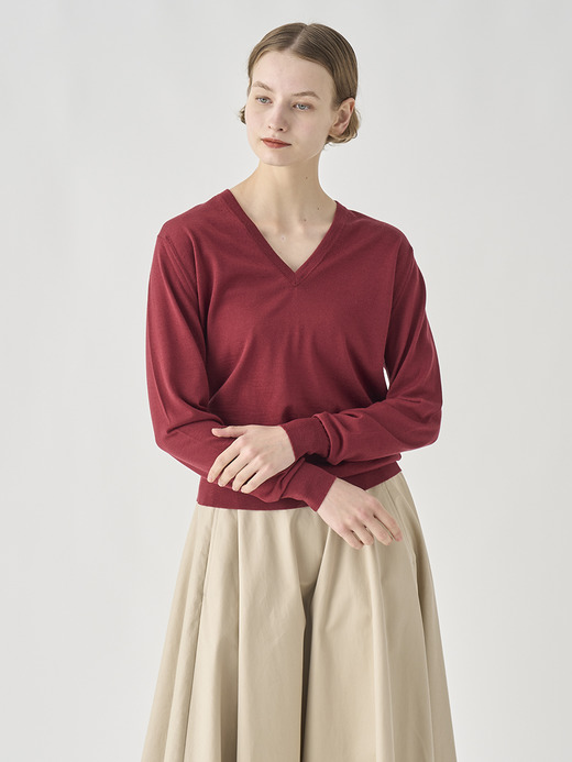 Ｖネック長袖ニットプルオーバー | AILSA | 30G CONTEMPORARY FIT 詳細画像 WOOLF RED 10