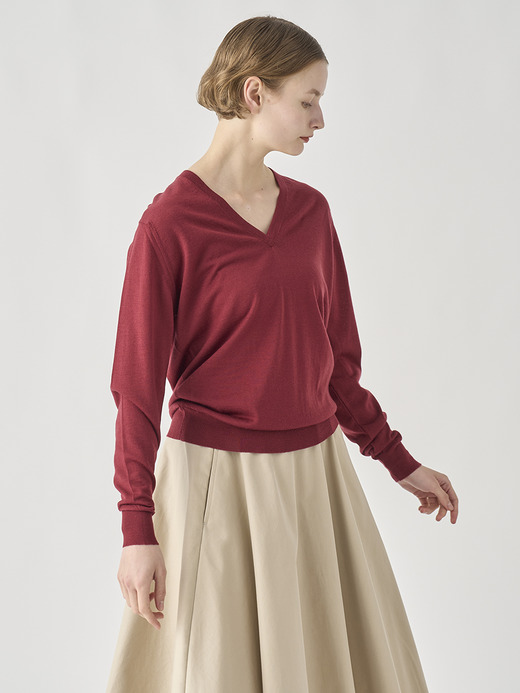Ｖネック長袖ニットプルオーバー | AILSA | 30G CONTEMPORARY FIT 詳細画像 WOOLF RED 8