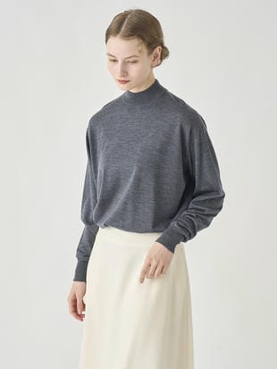 モックネック長袖ニットプルオーバー| AMITY | 30G COMMON FIT