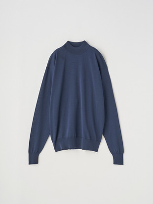 モックネック長袖ニットプルオーバー| AMITY | 30G COMMON FIT