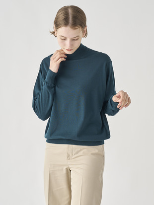 モックネック長袖ニットプルオーバー| AMITY | 30G COMMON FIT