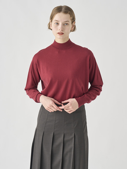 モックネック長袖ニットプルオーバー| AMITY | 30G COMMON FIT 詳細画像 WOOLF RED 3