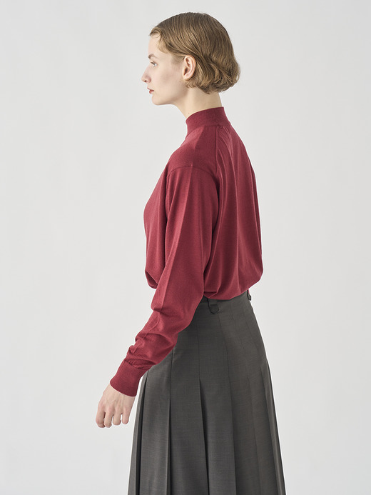 モックネック長袖ニットプルオーバー| AMITY | 30G COMMON FIT 詳細画像 WOOLF RED 4