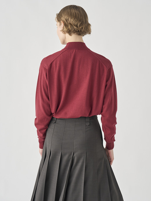 モックネック長袖ニットプルオーバー| AMITY | 30G COMMON FIT 詳細画像 WOOLF RED 5
