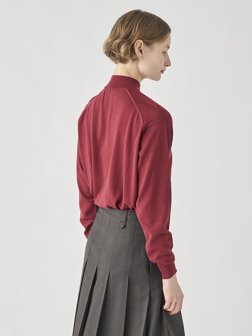モックネック長袖ニットプルオーバー| AMITY | 30G COMMON FIT 詳細画像 WOOLF RED 7
