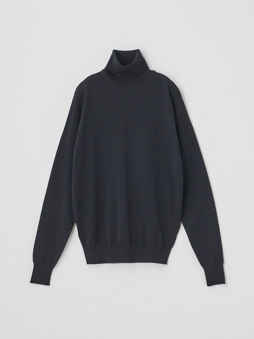 タートルネック長袖ニットプルオーバー | AOFIE | 30G CONTEMPORARY FIT 詳細画像 BLACK 1
