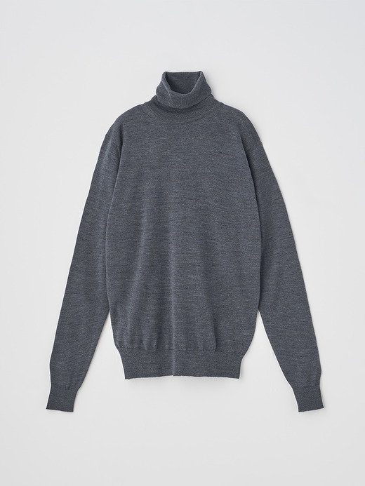 タートルネック長袖ニットプルオーバー | AOFIE | 30G CONTEMPORARY FIT 詳細画像 CHARCOAL 1
