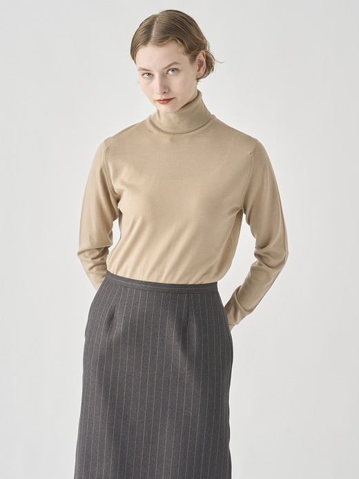 タートルネック長袖ニットプルオーバー | AOFIE | 30G CONTEMPORARY FIT 詳細画像 KAFKA BEIGE 3