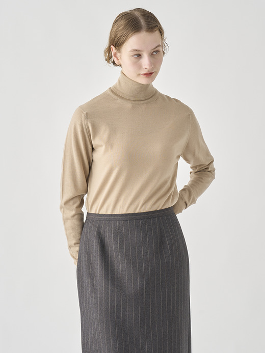 タートルネック長袖ニットプルオーバー | AOFIE | 30G CONTEMPORARY FIT 詳細画像 KAFKA BEIGE 8